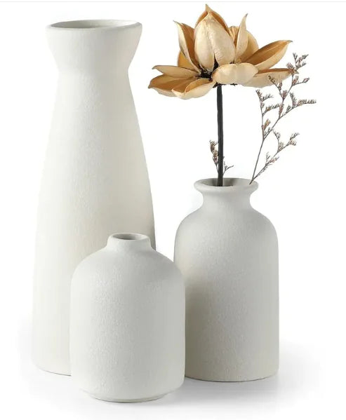 Contemporary White Vase Trio