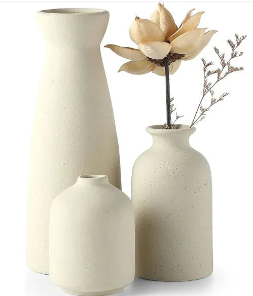 Contemporary White Vase Trio